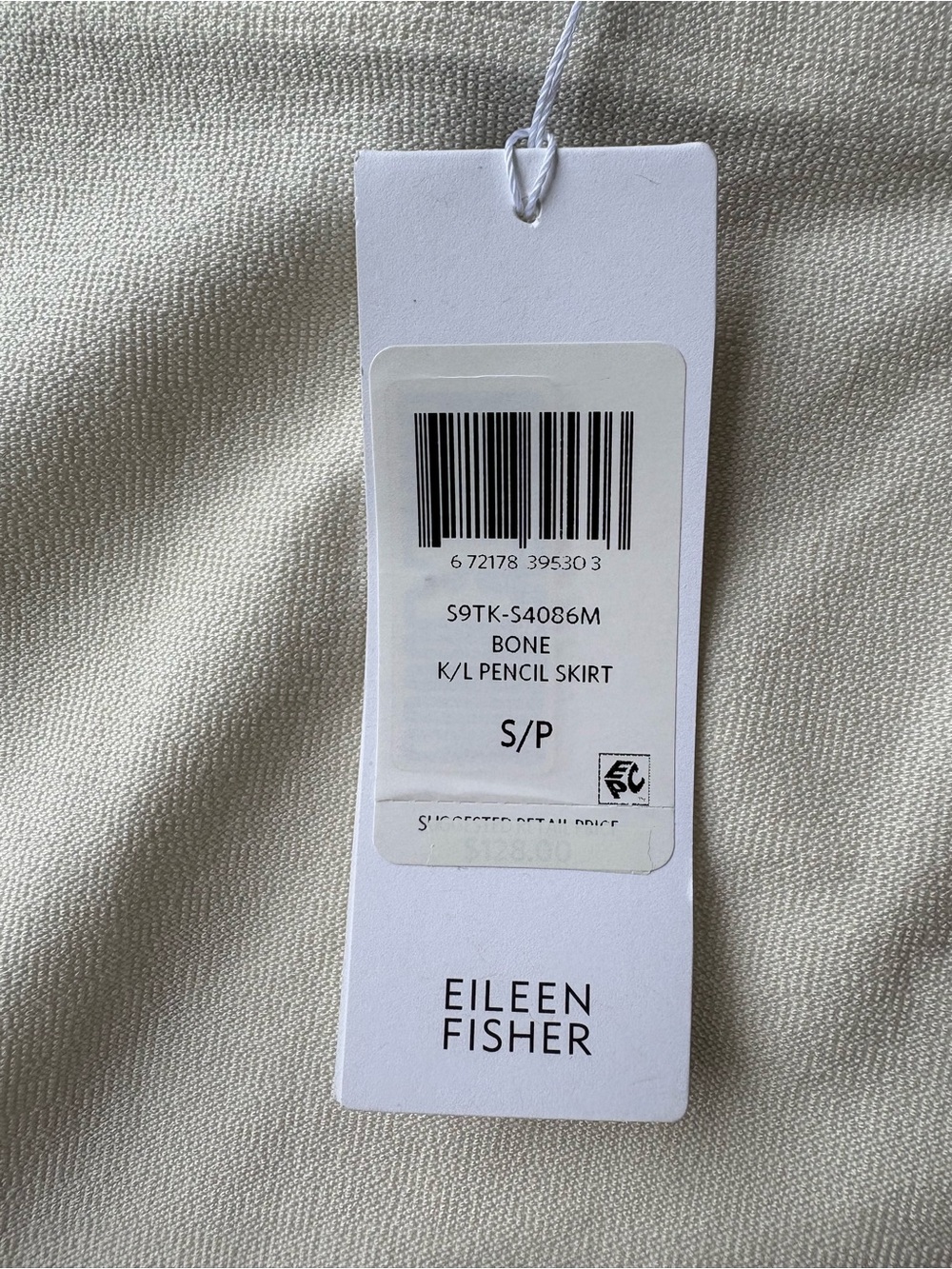 NWT Eileen Fisher K/L Stretch Pencil Skirt in Bone - Picture 5 of 9